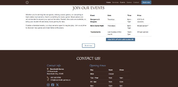 Boardwalk Games Contact page image