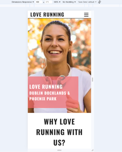 Love Running Homepage mobile image